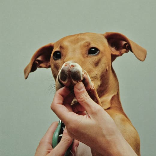 A dog's paw having its nails clipped